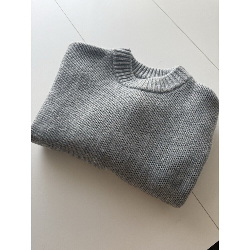 Quince Gray Merino Wool Sweater Pullover Crew Neck Cozy Preppy XS Tight Knit